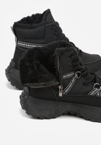 Renee - Czarne Sportowe Śniegowce Chunky na Platformie Ishweda. Kolor: czarny. Materiał: jeans. Obcas: na platformie. Styl: sportowy #7