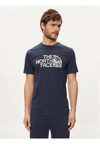 The North Face T-Shirt Woodcut Dome NF0A87NX Granatowy Regular Fit. Kolor: niebieski. Materiał: bawełna