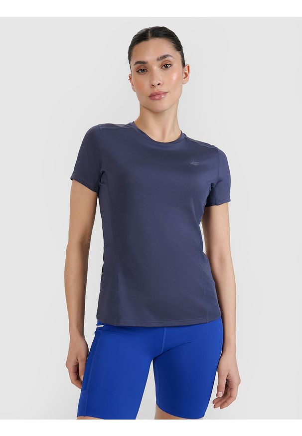 4f - 4F Koszulka do biegania w terenie regular damska - szara L. Kolor: szary. Materiał: elastan, włókno, syntetyk, materiał. Długość: długie. Wzór: gładki, jednolity, ze splotem. Sport: fitness, bieganie