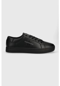 Calvin Klein Jeans sneakersy skórzane CLASSIC CUPSOLE LACEUP LOW LTH kolor czarny YM0YM00491. Nosek buta: okrągły. Zapięcie: sznurówki. Kolor: czarny. Materiał: skóra