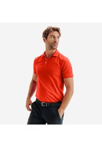INESIS - Koszulka polo do golfa z krótkim rękawem męska Inesis WW500. Typ kołnierza: polo, golf. Kolor: czerwony. Materiał: poliester, materiał. Długość rękawa: krótki rękaw. Długość: krótkie. Styl: sportowy #1