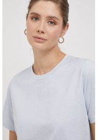 Calvin Klein t-shirt bawełniany kolor niebieski. Kolor: niebieski. Materiał: bawełna. Wzór: gładki. Styl: klasyczny #2