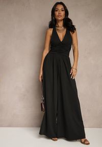 Renee - Czarny Kombinezon Wiązany na Szyi z Szerokimi Nogawkami Gelzedi. Okazja: na co dzień, na imprezę. Kolor: czarny. Sezon: lato. Styl: klasyczny, casual, elegancki #4