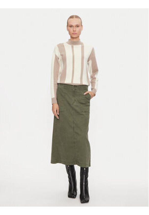 Vero Moda Sweter Gold New Art 10311357 Beżowy Regular Fit. Kolor: beżowy. Materiał: syntetyk