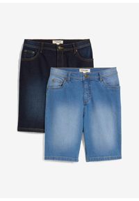 bonprix - Bermudy dżinsowe ze stretchem, Regular Fit (2 pary). Kolor: niebieski #1