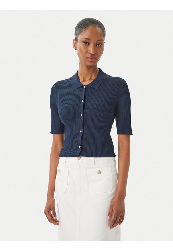 TOMMY HILFIGER - Tommy Hilfiger Kardigan WW0WW48482 Granatowy Slim Fit. Kolor: niebieski. Materiał: wiskoza