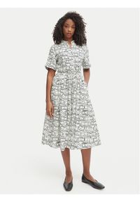 TOMMY HILFIGER - Tommy Hilfiger Sukienka koszulowa WW0WW49633 Beżowy jasny Regular Fit. Kolor: beżowy. Materiał: len. Typ sukienki: koszulowe #1