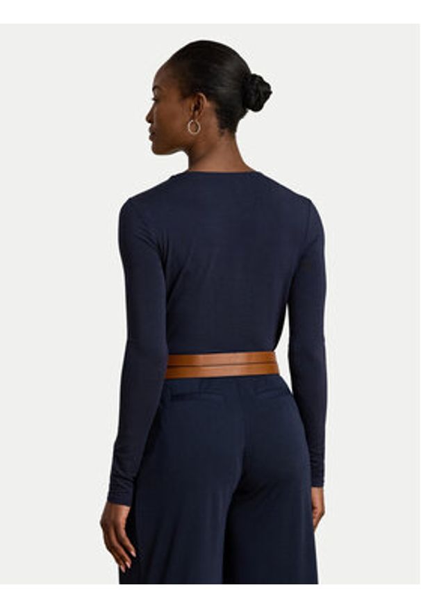 Lauren Ralph Lauren - LAUREN RALPH LAUREN Bluzka 200980153001 Granatowy Slim Fit. Kolor: niebieski. Materiał: lyocell