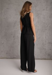 Renee - Czarny Garniturowy Komplet z Bawełną Spodnie Wide Leg i Kamizelka Utility Aloane. Kolor: czarny. Materiał: bawełna #5