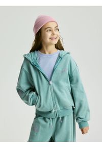 Reserved - Bawełniana bluza z kapturem - miętowy. Typ kołnierza: kaptur. Kolor: miętowy. Materiał: bawełna #1