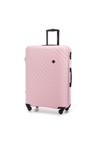 Wittchen - Duża walizka z ABS-u z geometrycznym tłoczeniem jasny różowa. Kolor: różowy. Materiał: poliester. Wzór: geometria. Styl: elegancki, wakacyjny #5