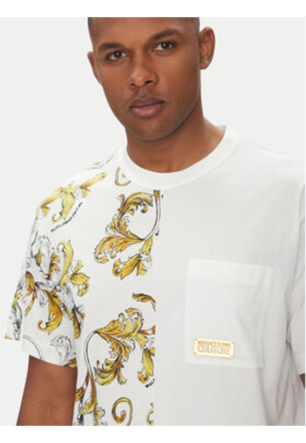 Versace Jeans Couture T-Shirt 78GAH609 Biały Regular Fit. Kolor: biały. Materiał: bawełna