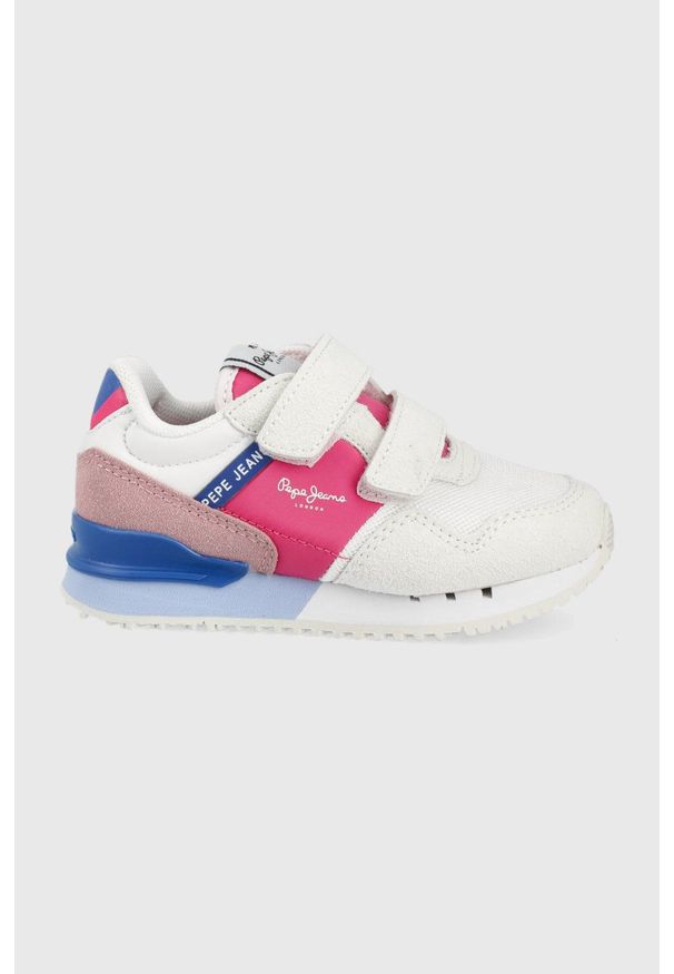 Pepe Jeans buty dziecięce London One kolor biały. Nosek buta: okrągły. Zapięcie: rzepy. Kolor: biały. Materiał: guma