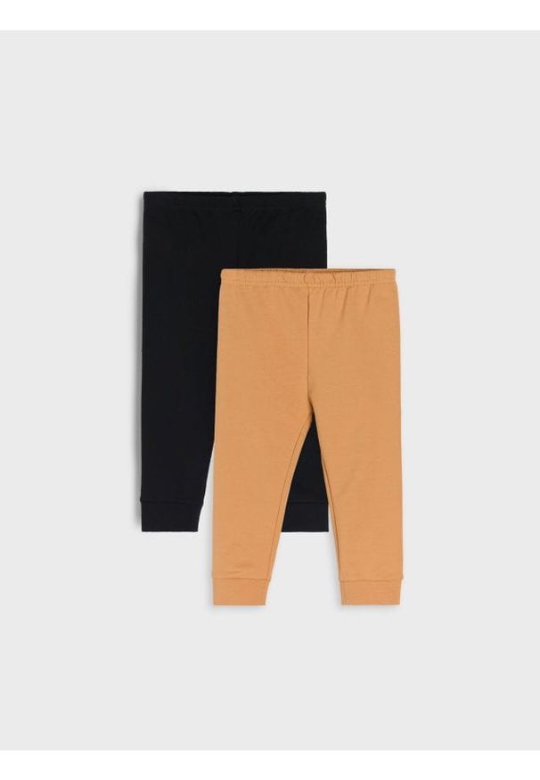 Sinsay - Bawełniane legginsy z ociepleniem 2 pack - czarny. Kolor: czarny. Materiał: bawełna