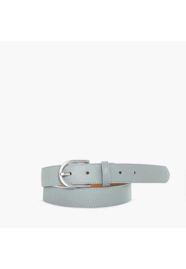 Ryłko - Błękitny pasek damski PASEK DAMSKI. Kolor: niebieski. Materiał: skóra