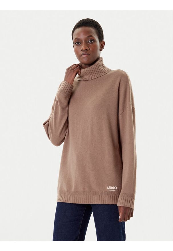 Liu Jo Sport Golf TF5179 MS026 Brązowy Regular Fit. Typ kołnierza: golf. Kolor: brązowy. Materiał: wełna. Styl: sportowy
