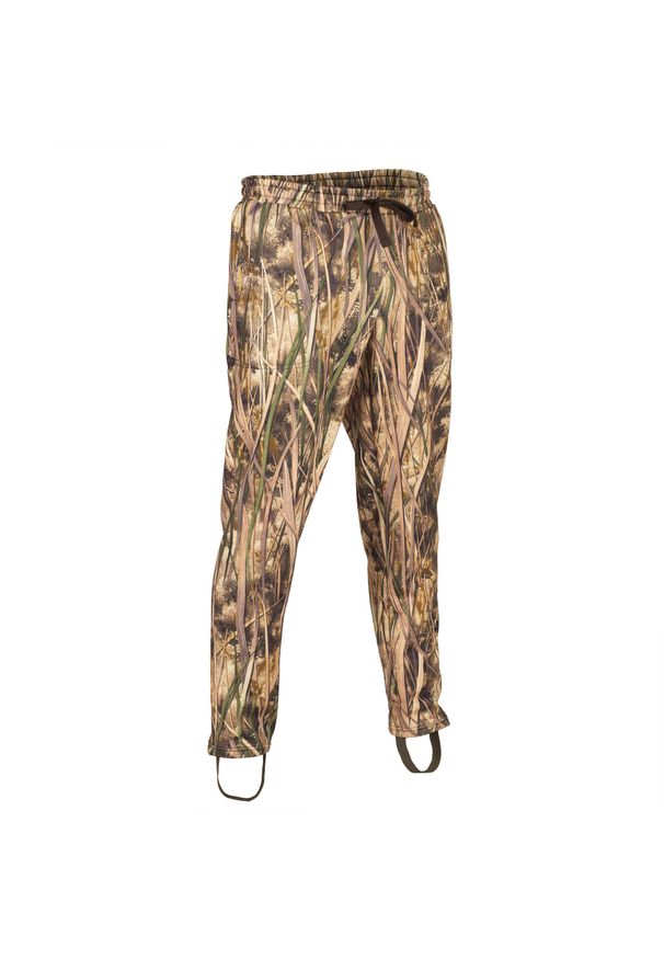 SOLOGNAC - Ciepłe spodnie myśliwskie 500 camo. Kolor: wielokolorowy. Materiał: elastan, bawełna, poliester, materiał