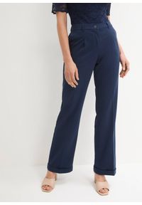 bonprix - Spodnie Marlena. Kolor: niebieski. Materiał: materiał. Styl: klasyczny #1