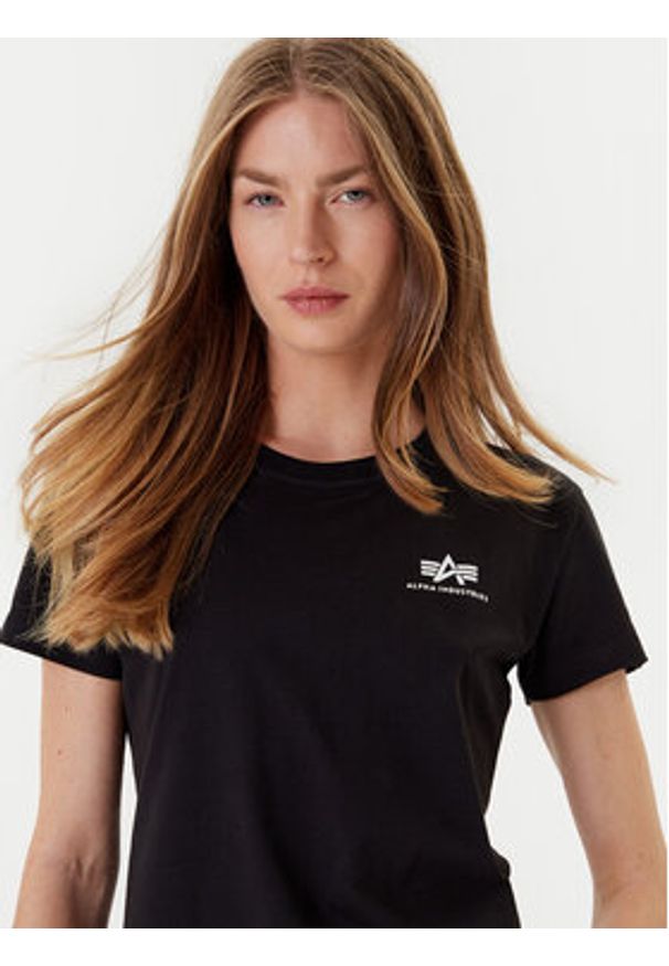 Alpha Industries T-Shirt Basic T Small Logo 196054 Czarny Regular Fit. Kolor: czarny. Materiał: bawełna