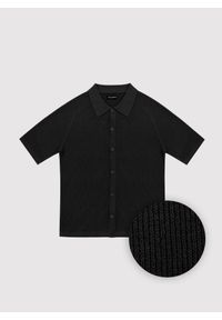 Pako Lorente - PAKO LORENTE - Czarne swetrowe polo z lnem. Okazja: na co dzień. Typ kołnierza: polo. Kolor: czarny. Materiał: len. Długość rękawa: krótki rękaw. Długość: krótkie. Styl: casual #6