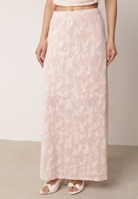 Born2be - Różowy Letni Komplet z Domieszką Wiskozy Bluzka z Wiązaniem z Tyłu i Spódnica Mairir. Kolor: różowy. Materiał: wiskoza #5