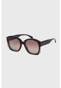 Alexander McQueen okulary przeciwsłoneczne damskie kolor brązowy. Kolor: brązowy. Wzór: geometria #2