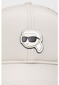 Karl Lagerfeld czapka z daszkiem kolor beżowy z aplikacją. Kolor: beżowy. Wzór: aplikacja #2