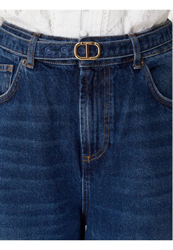TwinSet - TWINSET Jeansy 252TP2540 Granatowy Wide Leg. Kolor: niebieski