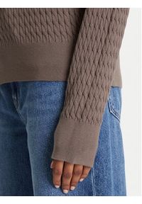 TOMMY HILFIGER - Tommy Hilfiger Sweter Fine WW0WW44993 Brązowy Regular Fit. Kolor: brązowy. Materiał: bawełna #4