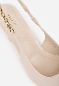 Renee - Beżowe Eleganckie Szpilki Slingback VICES z Ozdobną Aplikacją przy Pasku Natera. Zapięcie: pasek. Kolor: beżowy. Wzór: aplikacja. Obcas: na szpilce. Styl: elegancki. Wysokość obcasa: średni #7