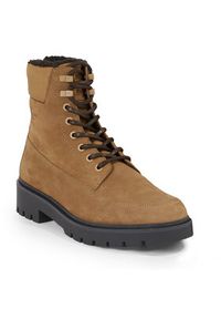 Calvin Klein Jeans Trapery Combat Mid Laceup Wl Suede YM0YM00765 Brązowy. Kolor: brązowy. Materiał: skóra