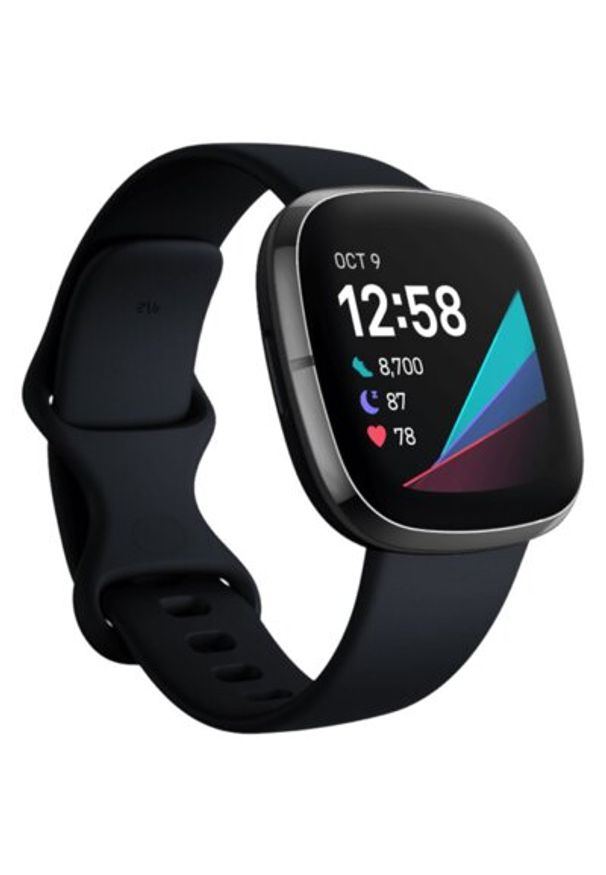 Smartwatch FITBIT Sense Czarny. Rodzaj zegarka: smartwatch. Kolor: czarny. Materiał: skóra. Styl: elegancki