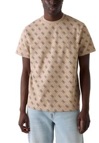 Guess - GUESS Beżowy męski t-shirt w monogram Jacquard 4G Knit, Rozmiar XL. Okazja: na co dzień. Kolor: beżowy. Styl: elegancki, casual #3