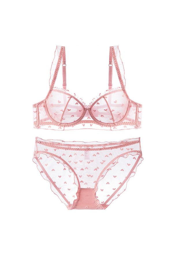 Intica - Komplet bielizny z delikatnym prześwitem i regulowanymi ramiączkami Patrinia. Kolor: różowy. Materiał: materiał