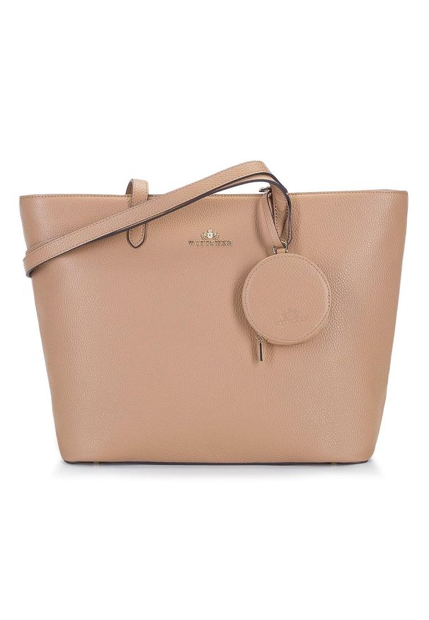 Wittchen - Torebka shopperka skórzana trapezowa. Dodatki: z breloczkiem. Materiał: skórzane. Styl: elegancki, casual. Rodzaj torebki: na ramię