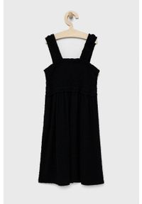 GAP sukienka dziecięca kolor czarny mini rozkloszowana. Kolor: czarny. Materiał: materiał, wiskoza. Długość rękawa: na ramiączkach. Typ sukienki: rozkloszowane. Długość: mini
