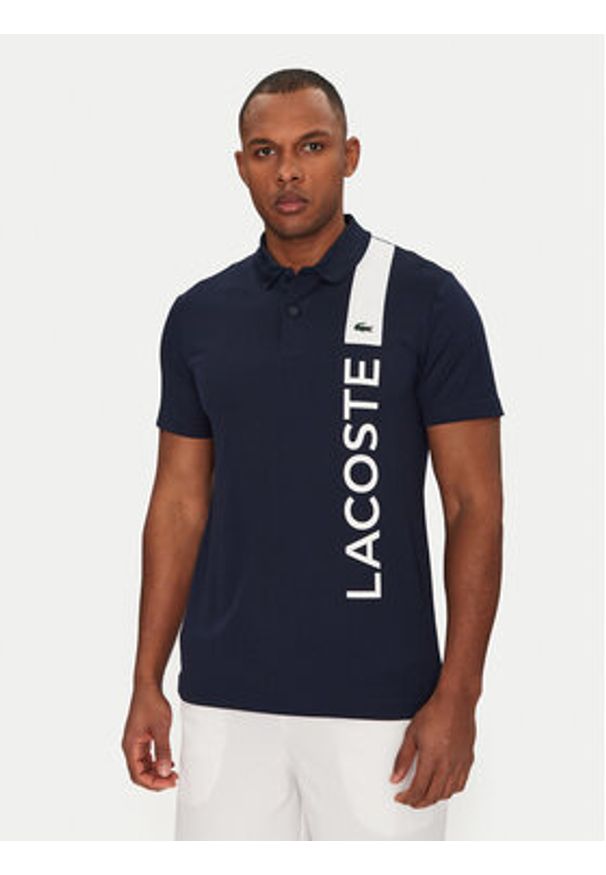 Lacoste Polo DH8940 Granatowy Regular Fit. Typ kołnierza: polo. Kolor: niebieski. Materiał: syntetyk