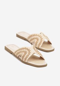 Born2be - Beżowe Klapki z Ornametnym Wzorem Meluira. Okazja: na co dzień, na imprezę. Kolor: beżowy. Sezon: lato. Styl: boho, elegancki, casual #6