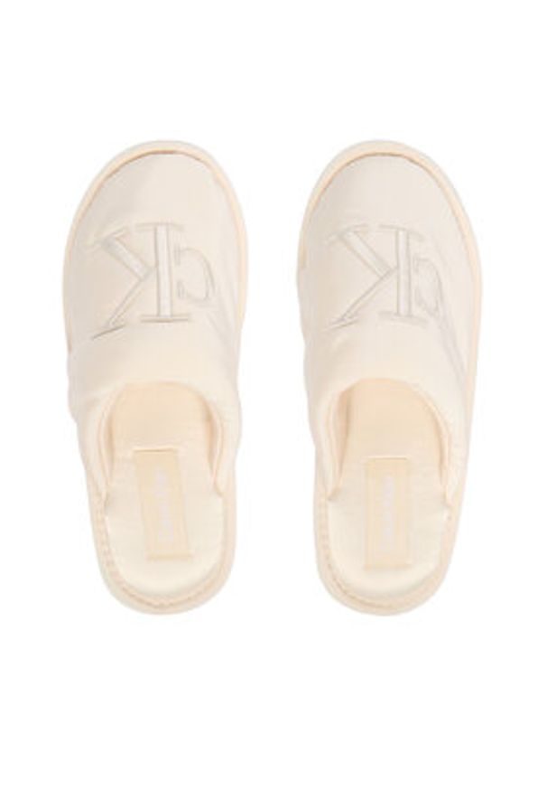 Calvin Klein Jeans Kapcie Slipper Satin Moire YW0YW02053 Écru. Kolor: kremowy. Materiał: materiał