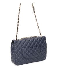 Kazar - Pikowana granatowa torebka na łańcuchu. Kolor: niebieski. Materiał: skórzane. Styl: elegancki, klasyczny. Rodzaj torebki: na ramię #2
