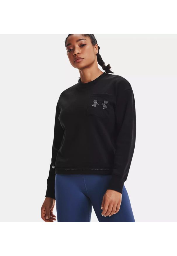 Bluza damska Under Armour Rival Fleece Mesh Crew (1365847-001). Okazja: na co dzień. Kolor: czarny. Materiał: mesh. Długość rękawa: raglanowy rękaw. Wzór: jednolity. Styl: casual, klasyczny