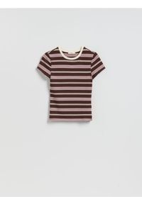 Reserved - T-shirt w paski - inny. Materiał: dzianina, bawełna. Wzór: paski #1