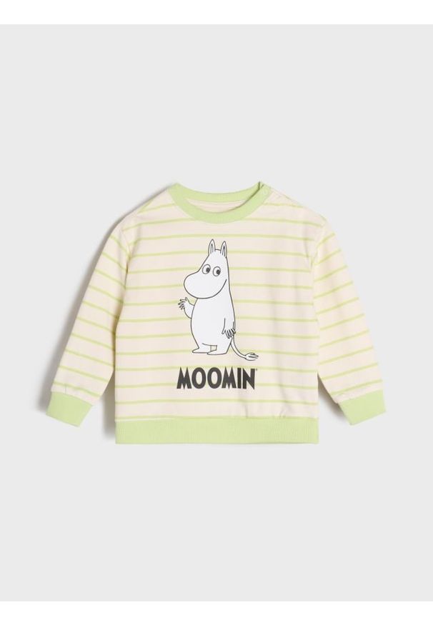 Sinsay - Bluza w paski The Moomins - kremowy. Kolor: kremowy. Wzór: paski