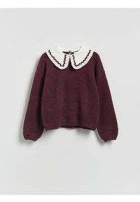 Reserved - Sweter z domieszką wełny - ciemnofioletowy. Kolor: fioletowy. Materiał: wełna #1