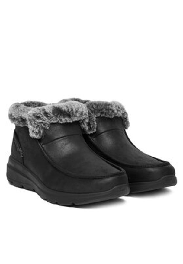 skechers - Skechers Botki Glacial Ultra 144221/BBK Czarny. Kolor: czarny. Materiał: materiał