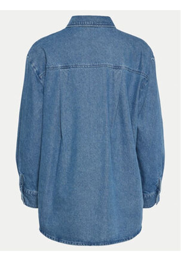Pieces Koszula jeansowa 17150991 Niebieski Oversize. Kolor: niebieski. Materiał: bawełna