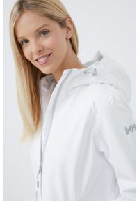 Helly Hansen kurtka przeciwdeszczowa Lisburn damska kolor biały przejściowa. Kolor: biały. Materiał: materiał. Sezon: zima