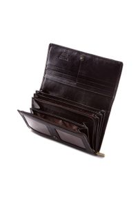 Wittchen - Damski portfel ze skóry lakierowany duży czarny. Kolor: czarny. Materiał: lakier, skóra. Wzór: aplikacja