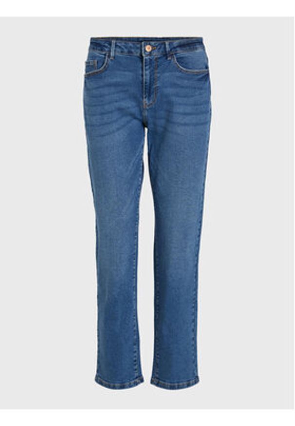 Vila Jeansy Alice 14080228 Granatowy Straight Fit. Kolor: niebieski