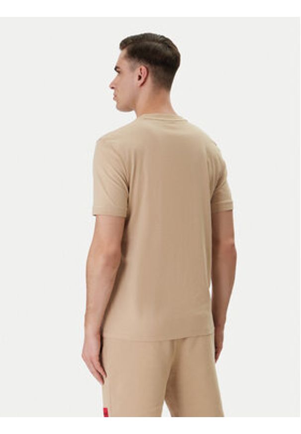 Hugo - HUGO T-Shirt Diragolino212 50447978 Beżowy Regular Fit. Kolor: beżowy. Materiał: bawełna